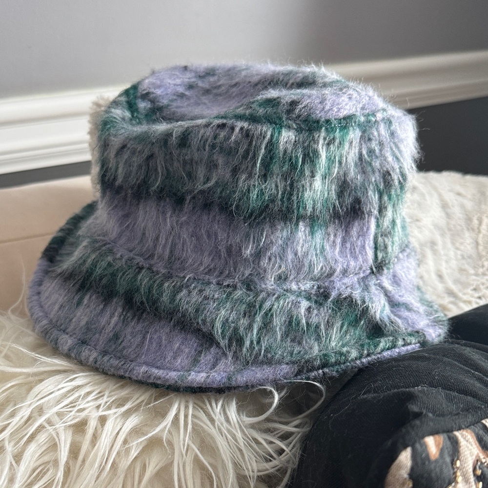 Fuzzy Lavender& Green Bucket Hat
